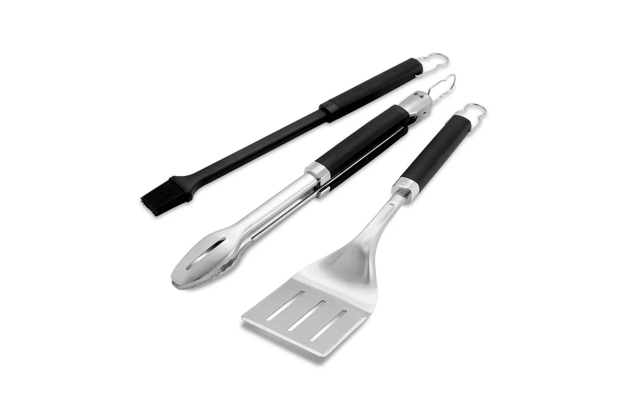3pc Precision Grill Tool Set Black: Corrosion-Resistant, Silicone Handles, Outdoor Cookware - Kaedas