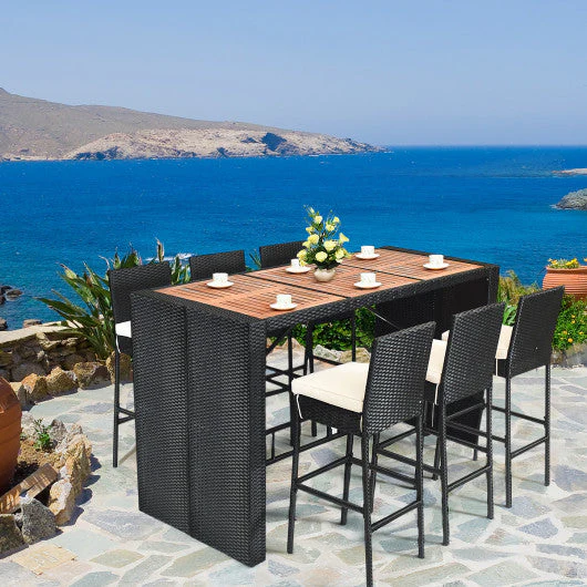 7 Pieces Patio Rattan Wicker Dining Furniture Set - Kaedas