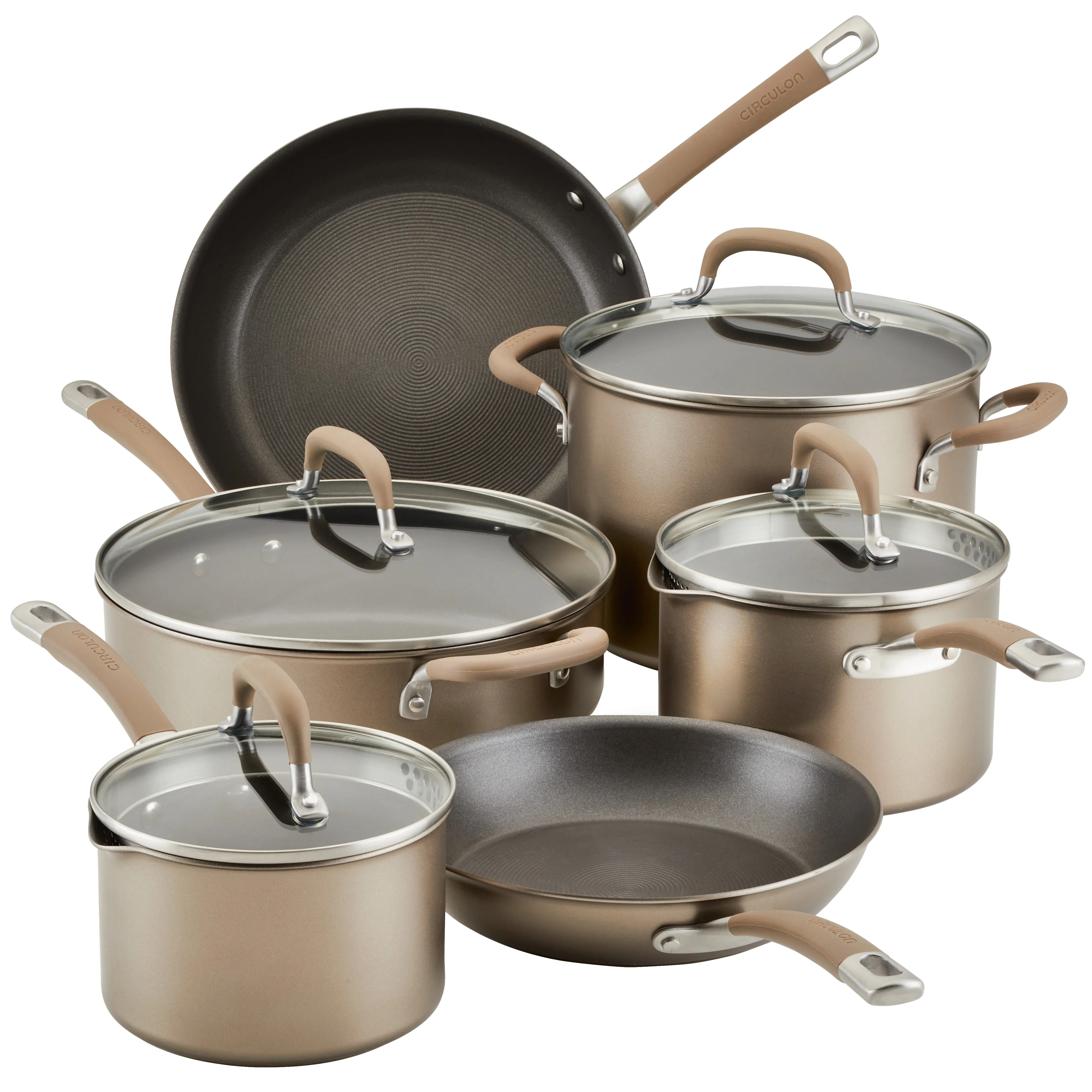 Professional Hard-Anodized Aluminum 10-Pc. Cookware Set - Bronze - Kaedas