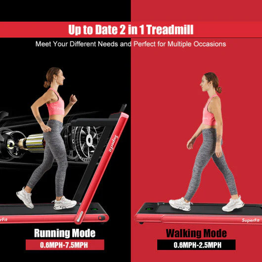 2.25HP 2 in 1 Folding Treadmill With APP Speaker Remote Control-Red - Kaedas