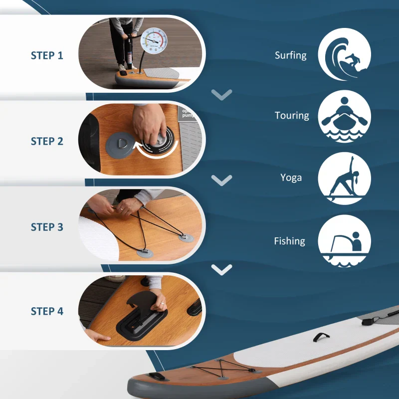 Soozier Inflatable Stand Up Paddle Board Ultra-Light Yoga SUP with Non-Slip Deck Pad, Premium Accessories, Waterproof Bag, Safety Leash and Hand Pump for Surfing, Brown - Kaedas