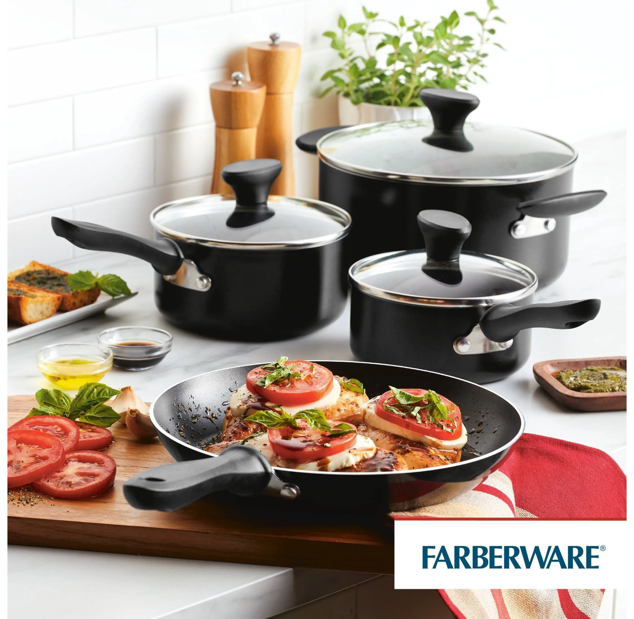 Reliance 12pc Nonstick Aluminum Cookware Set with Prestige Tools - Black - Kaedas