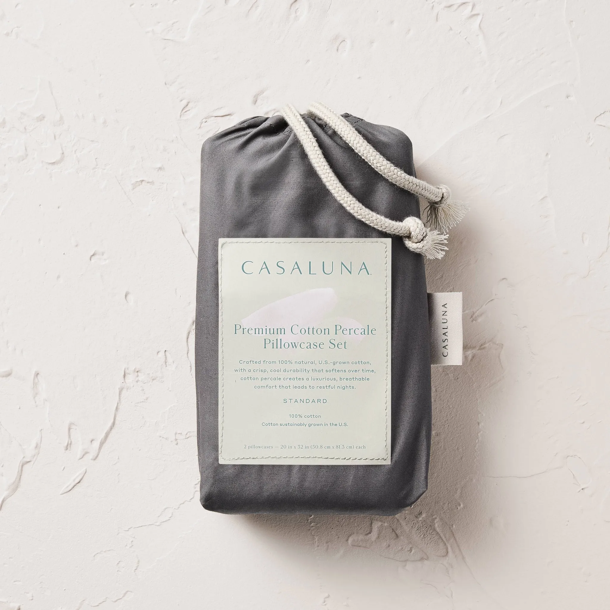 Standard 400 Thread Count Percale Pillowcases Dark Gray - Kaedas