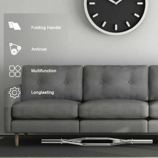 56 Inch Olympic Hexagon Deadlift Trap Bar With Folding Grips Powerlifting-Sliver - Kaedas