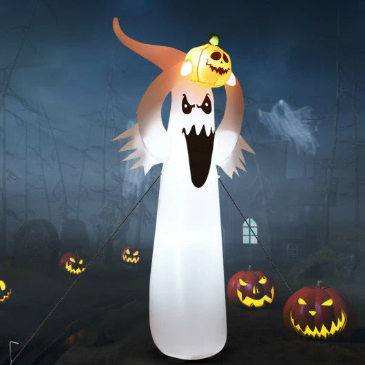 6 Feet Halloween Inflatable Blow Up Ghost With Pumpkin and LED Lights - Kaedas