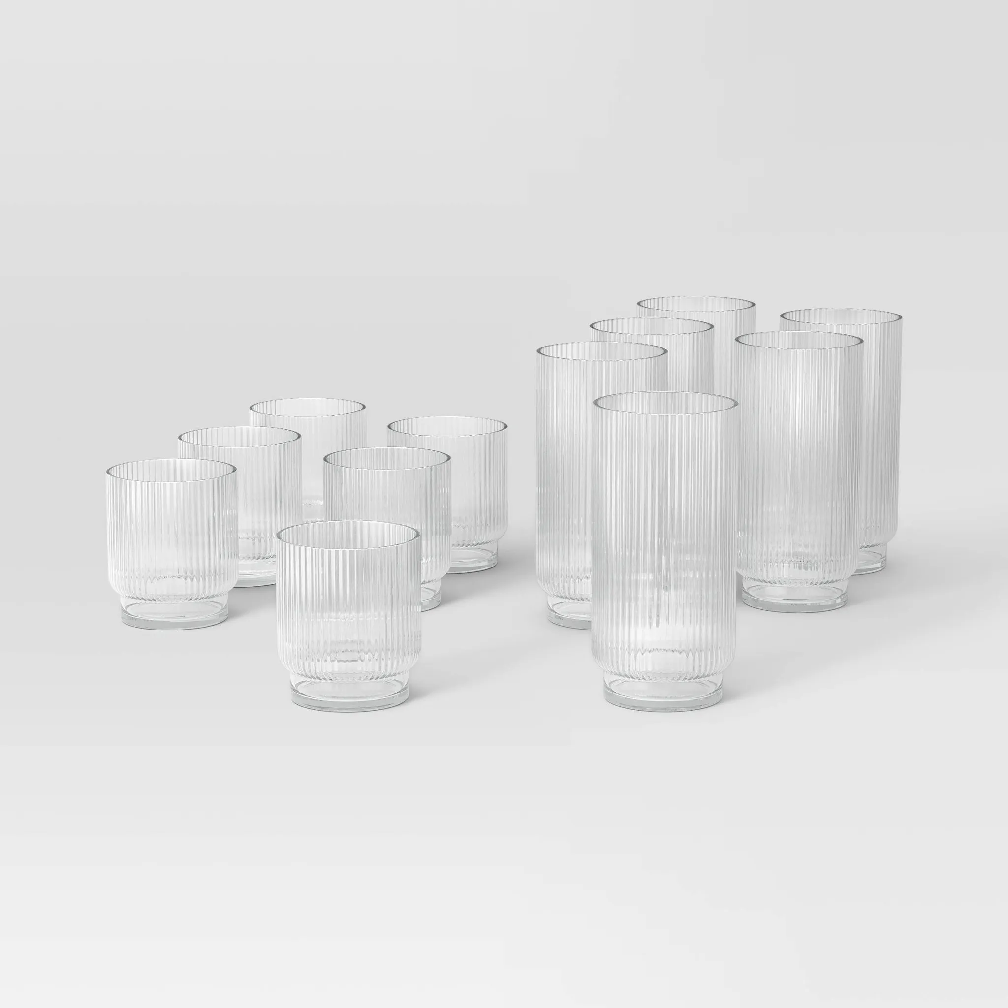 12pc Mixed Ribbed Cassin Tumbler Set - Kaedas