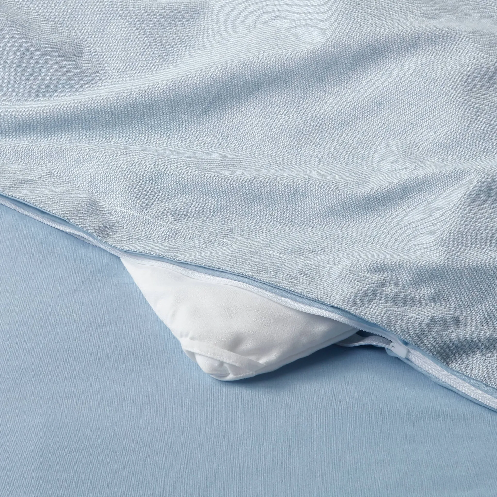 King Cotton Linen Chambray Duvet Cover & Sham Set Blue - Kaedas