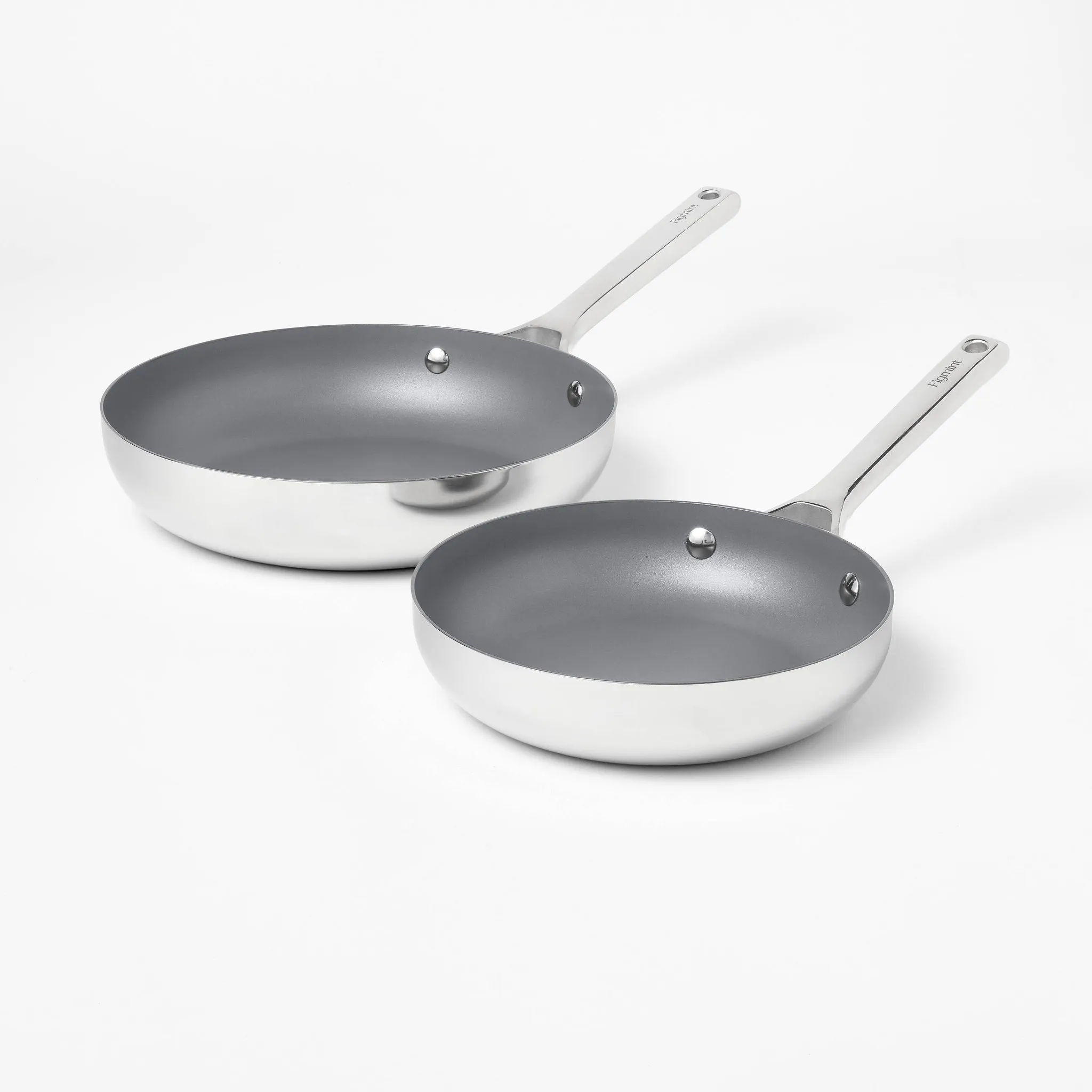 2pc Stainless Steel Ceramic Coated Nonstick Fry pan Set Dark Gray (See Description) - Kaedas