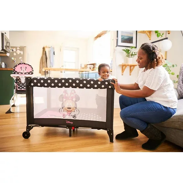 3D Ultra Baby Play Yard with Bassinet and Toy Bar,- PEEKING MINNIE - Kaedas