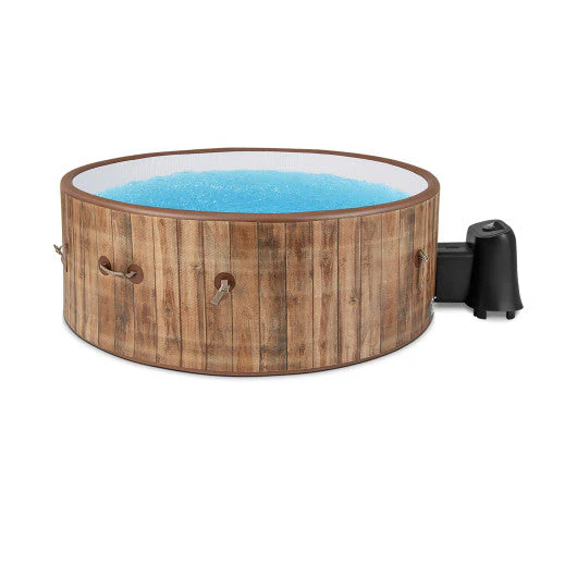 72 Inches Inflatable Hot Tub SPA With 120 Air Jets Electric Heater Pump for 4-6 Person-Coffee - Kaedas