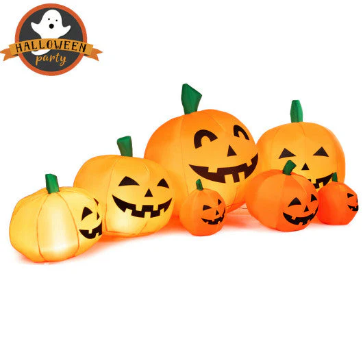 7.5 Feet Halloween Inflatable 7 Pumpkins Patch With LED Lights - Kaedas