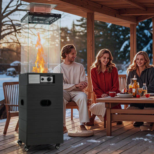 40000 BTU Patio Heater Outdoor Propane Gas Heater With Cover and Wheels-Black - Kaedas