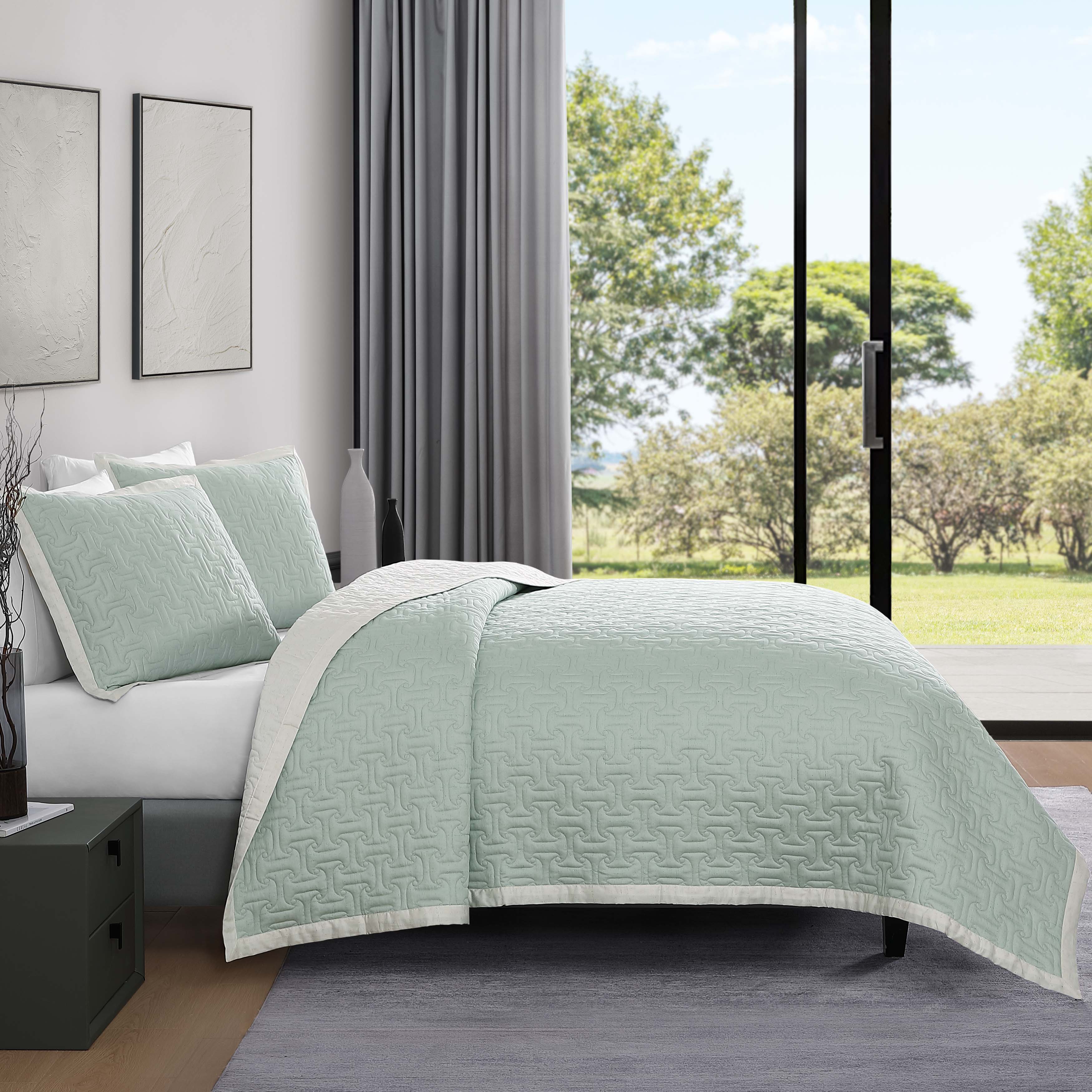 Bebejan 3 Piece Textured Quilted Coverlet Set - Kaedas