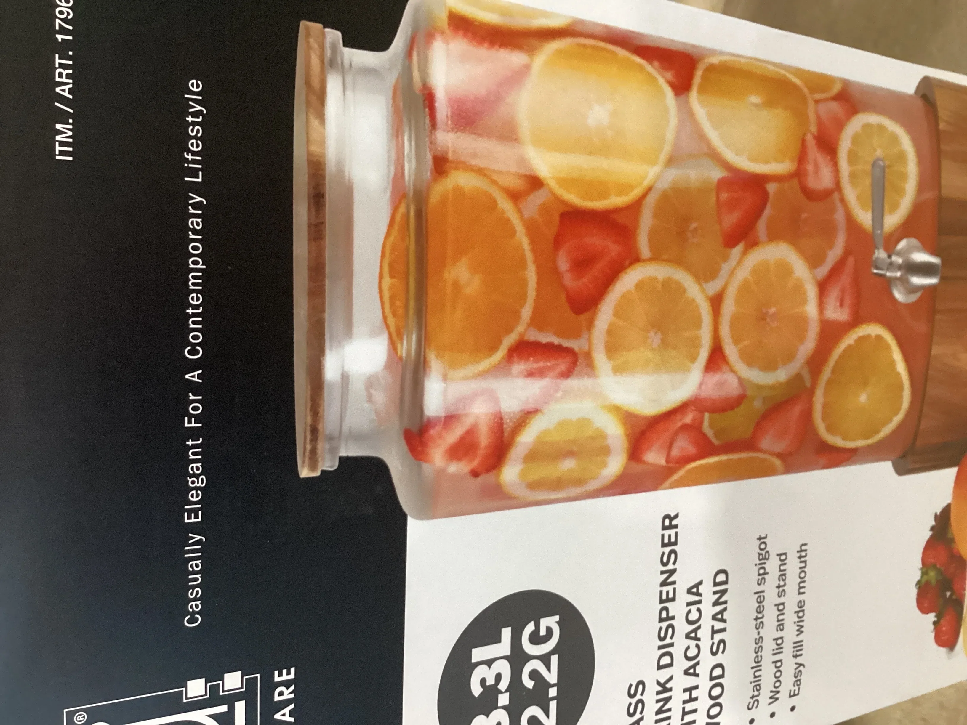 Studio Tu Glass Drink Dispenser with Acacia Wood Stand - Kaedas