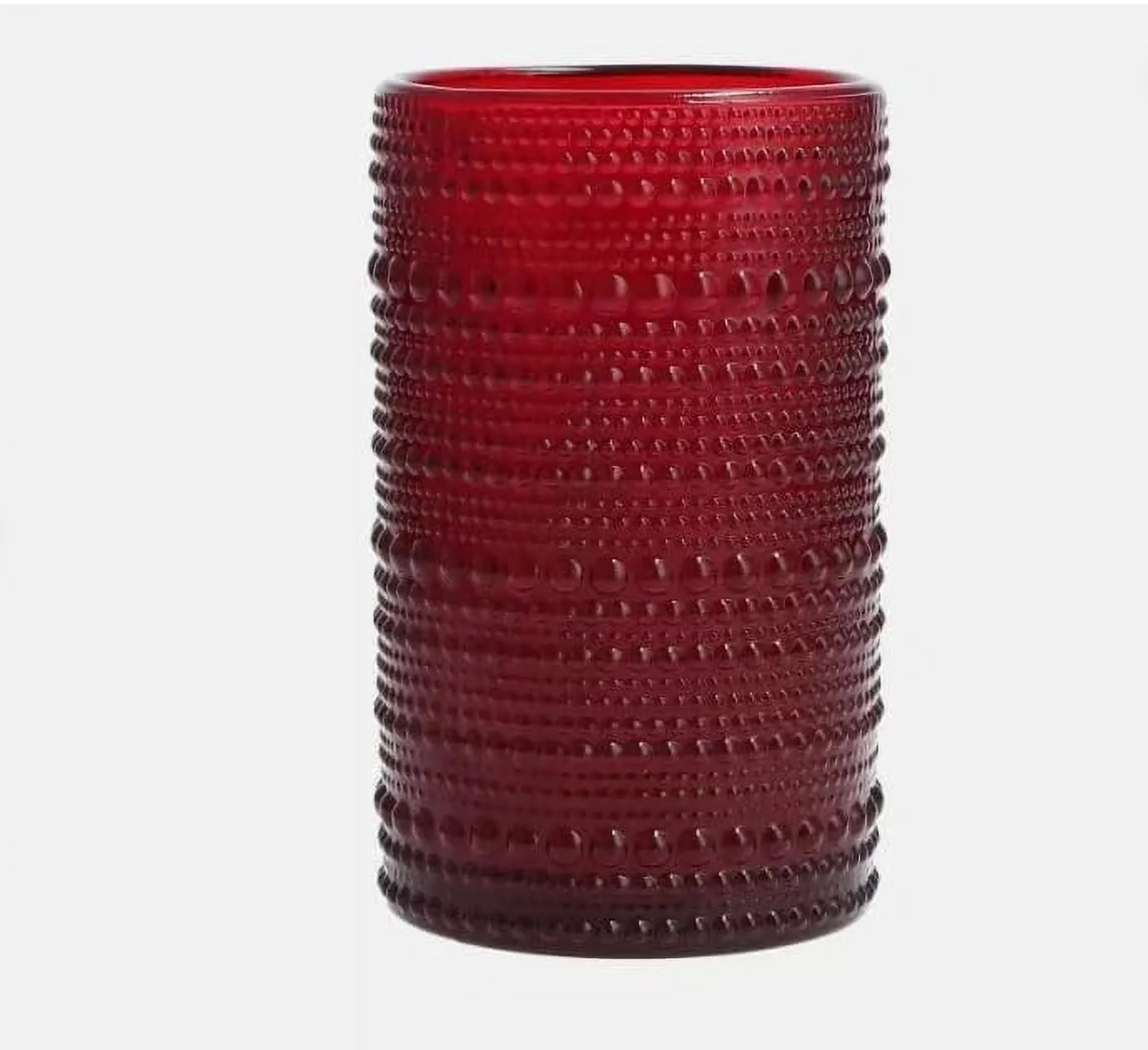 Fortessa Jupiter Red Beaded Textured Glass Tumblers - 8 Piece Set, 13 Ounces Each - Kaedas