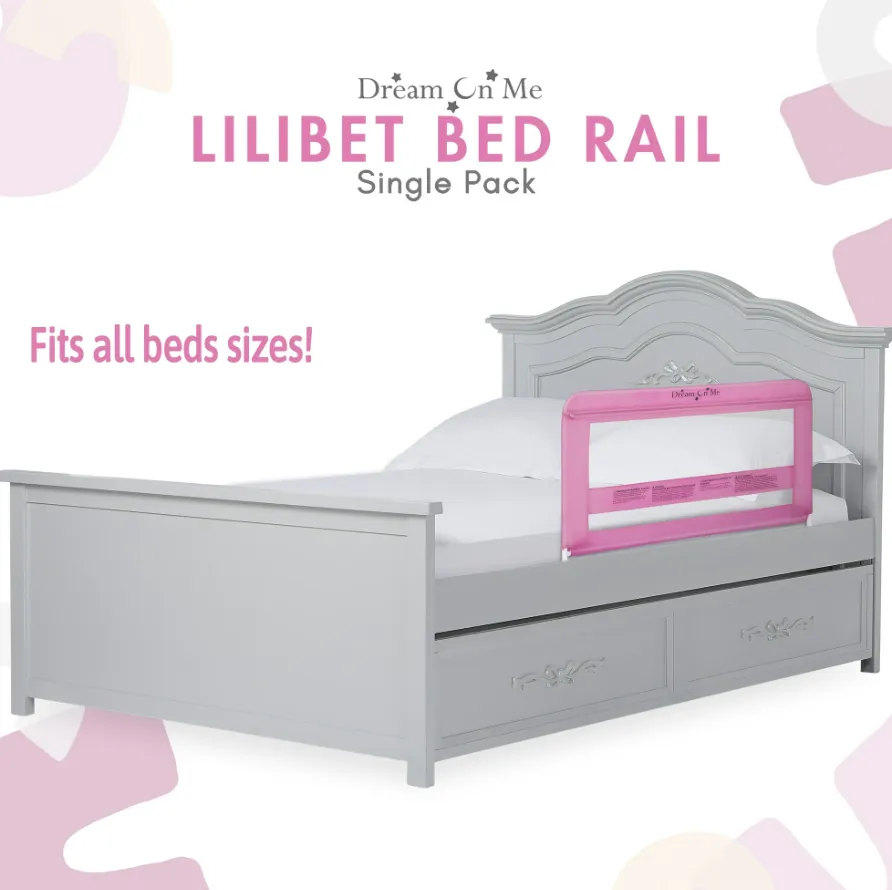 Dream On Me Lilibet Mesh Safety Bed Rail in Pink for Twin - Kaedas