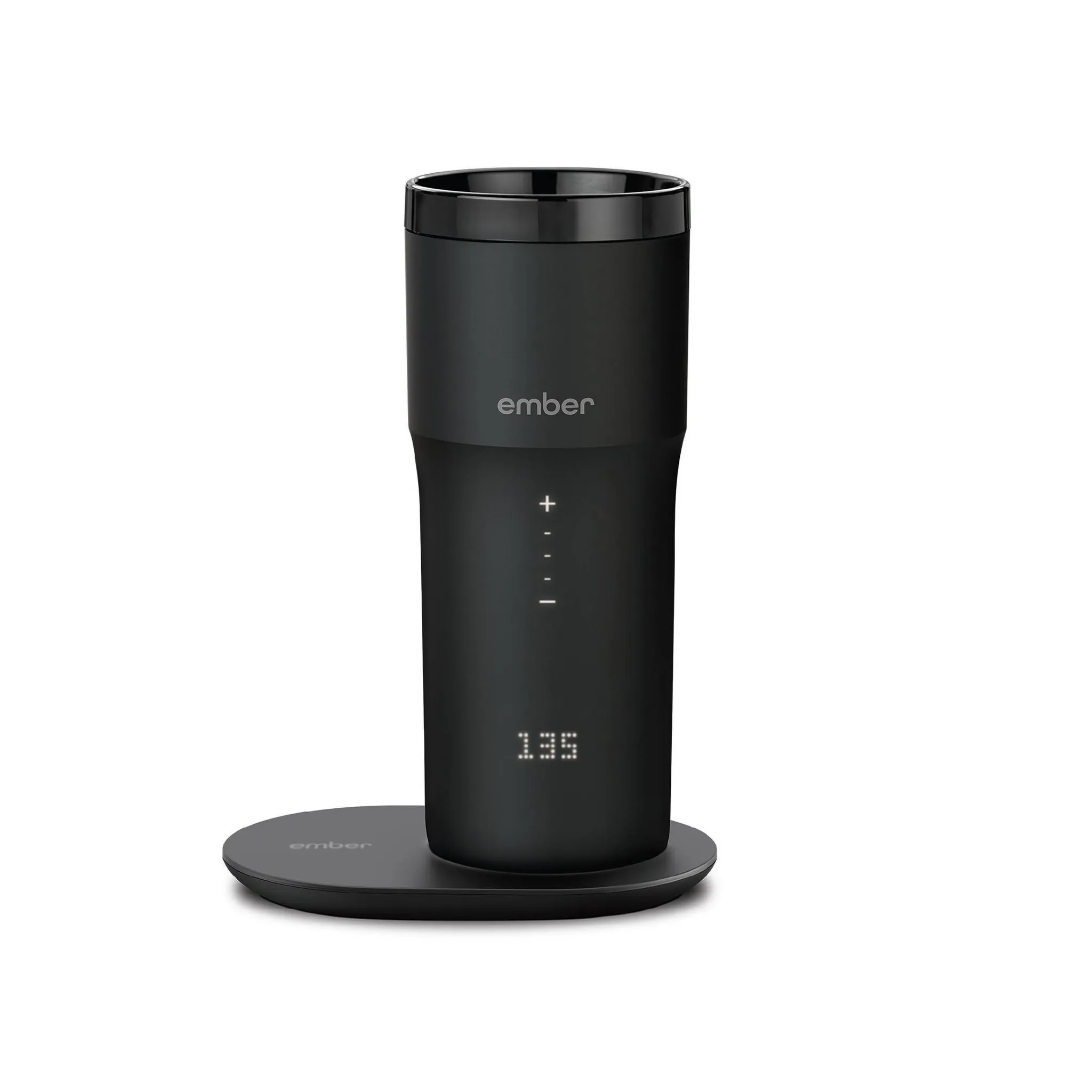Travel Mug Charging Coaster 2 Black: Stainless Steel & Plastic, Spot Clean, 5.63