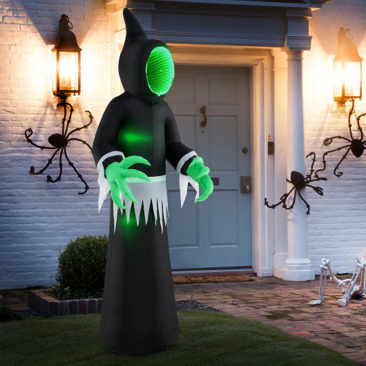 8 Feet Giant Halloween Inflatable Ghost With Built-in LED Lights and Mirror Face - Kaedas