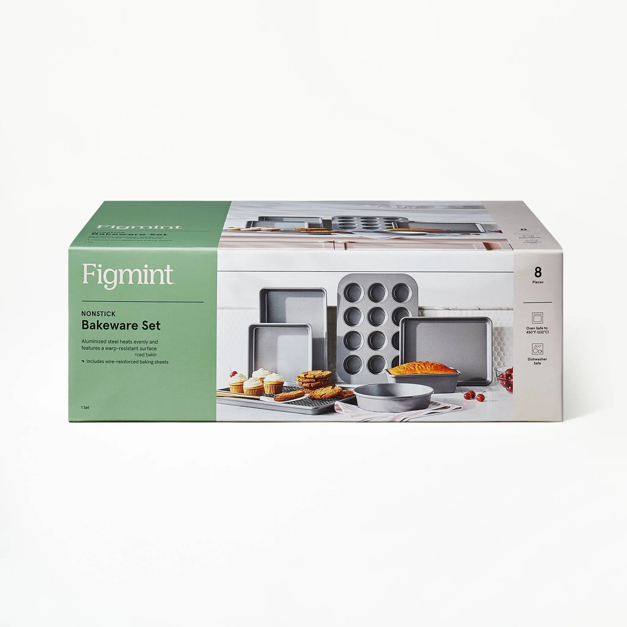 8pc Nonstick Bakeware Set- Gray - Kaedas