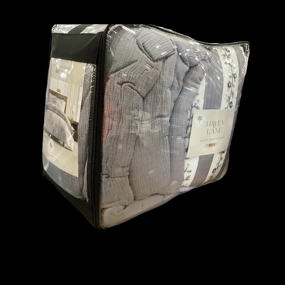 9 Piece Queen Comforter Set - Gray - Kaedas