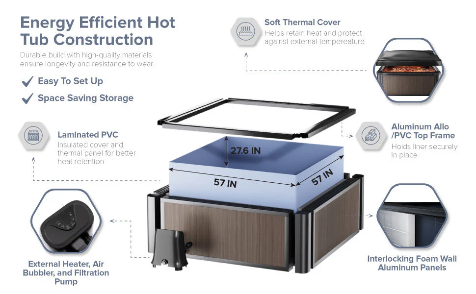 Eco-Foam 6 Person Inflatable Hot Tub - Kaedas