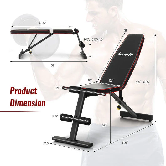 Adjustable Weight Bench Strength Training Bench for Full Body Workout - Kaedas