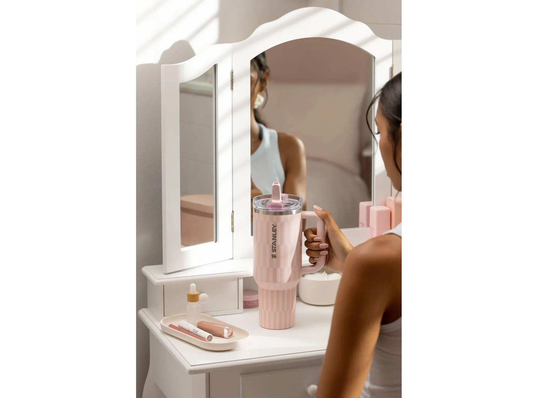 40 oz Stainless Steel Quencher Pro Tour Tumbler Tea Rose Tile - Kaedas