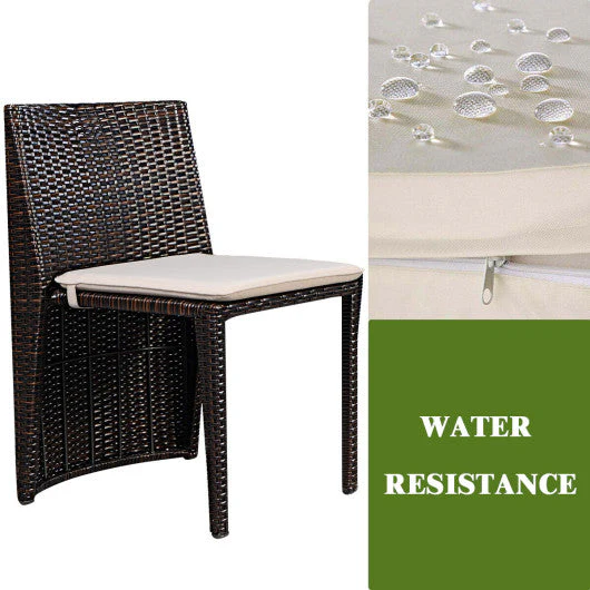 3 Pieces Cushioned Wicker Patio Bistro Set With No Assembly Needed - Kaedas