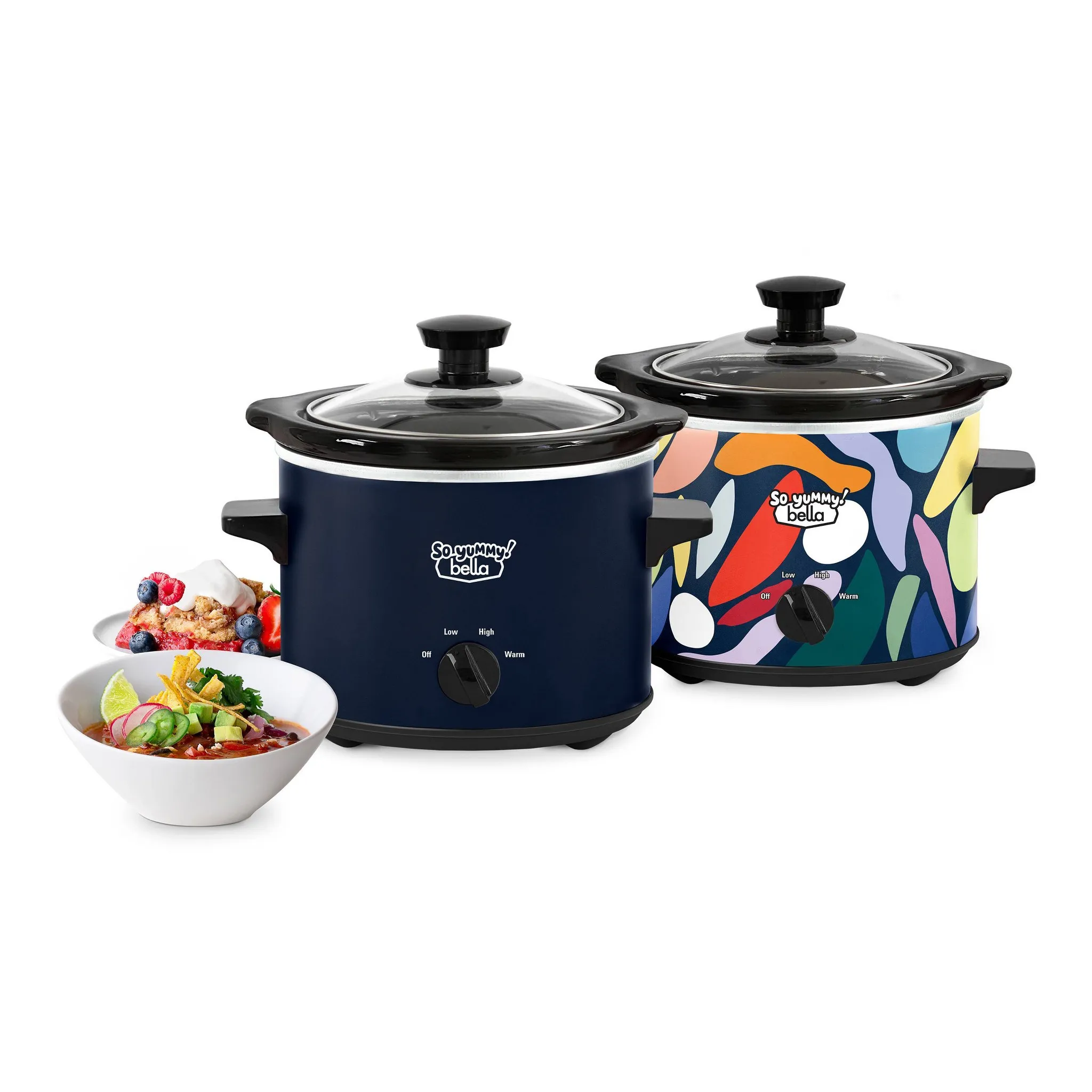 2.0qt Twin Set Slow Cooker - Navy and Abstract Pattern - Kaedas