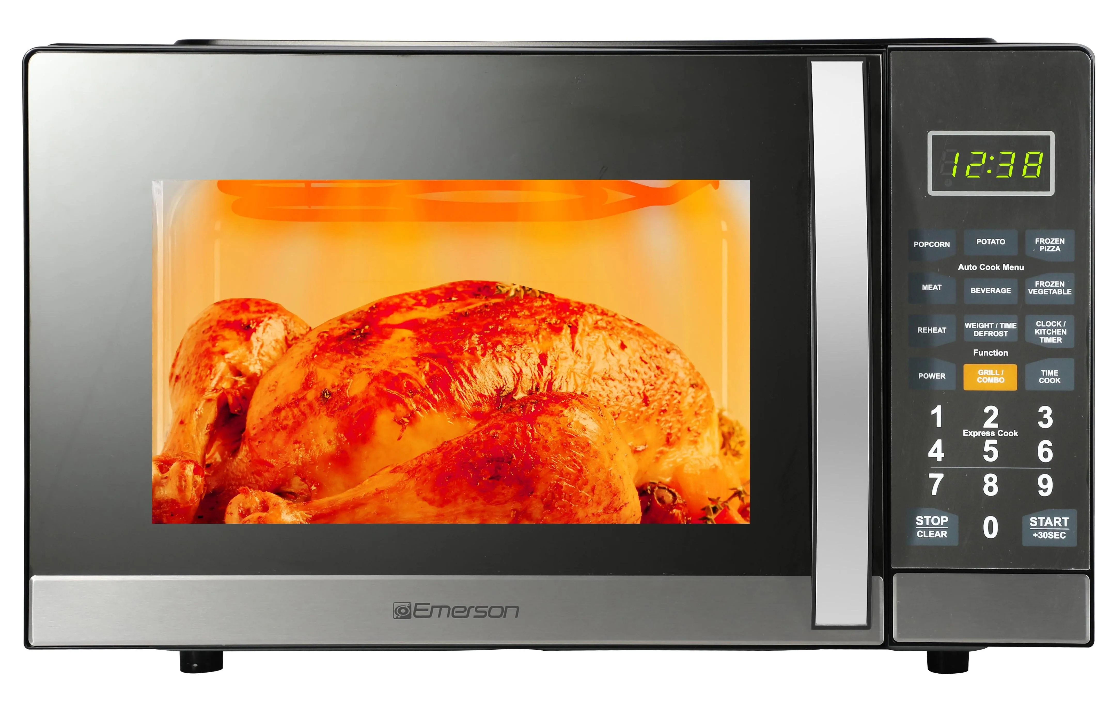 Emerson Radio Emerson 1.1 Cu Ft, 1100W Mirror Finish Countertop Microwave Oven with Grill, MWG1191SB - Kaedas