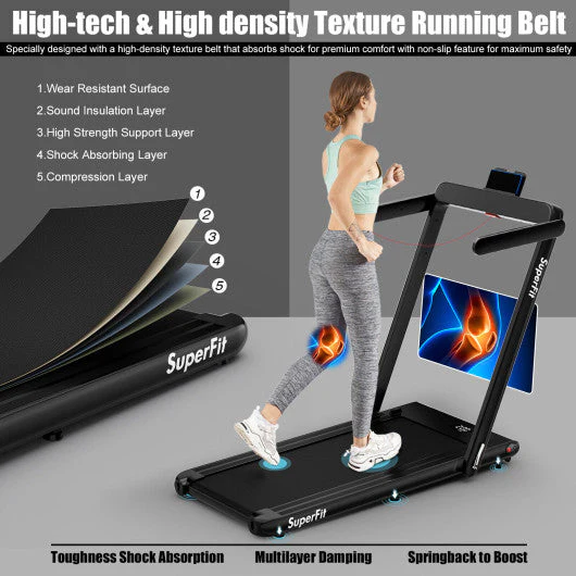 2.25HP 2 in 1 Folding Treadmill With APP Speaker Remote Control-Black - Kaedas