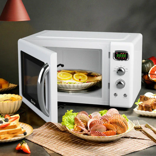 0.9 Cu.ft Retro Countertop Compact Microwave Oven-White - Kaedas