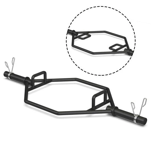 56 Inch Olympic Hexagon Deadlift Trap Bar With Folding Grips Powerlifting-Black - Kaedas