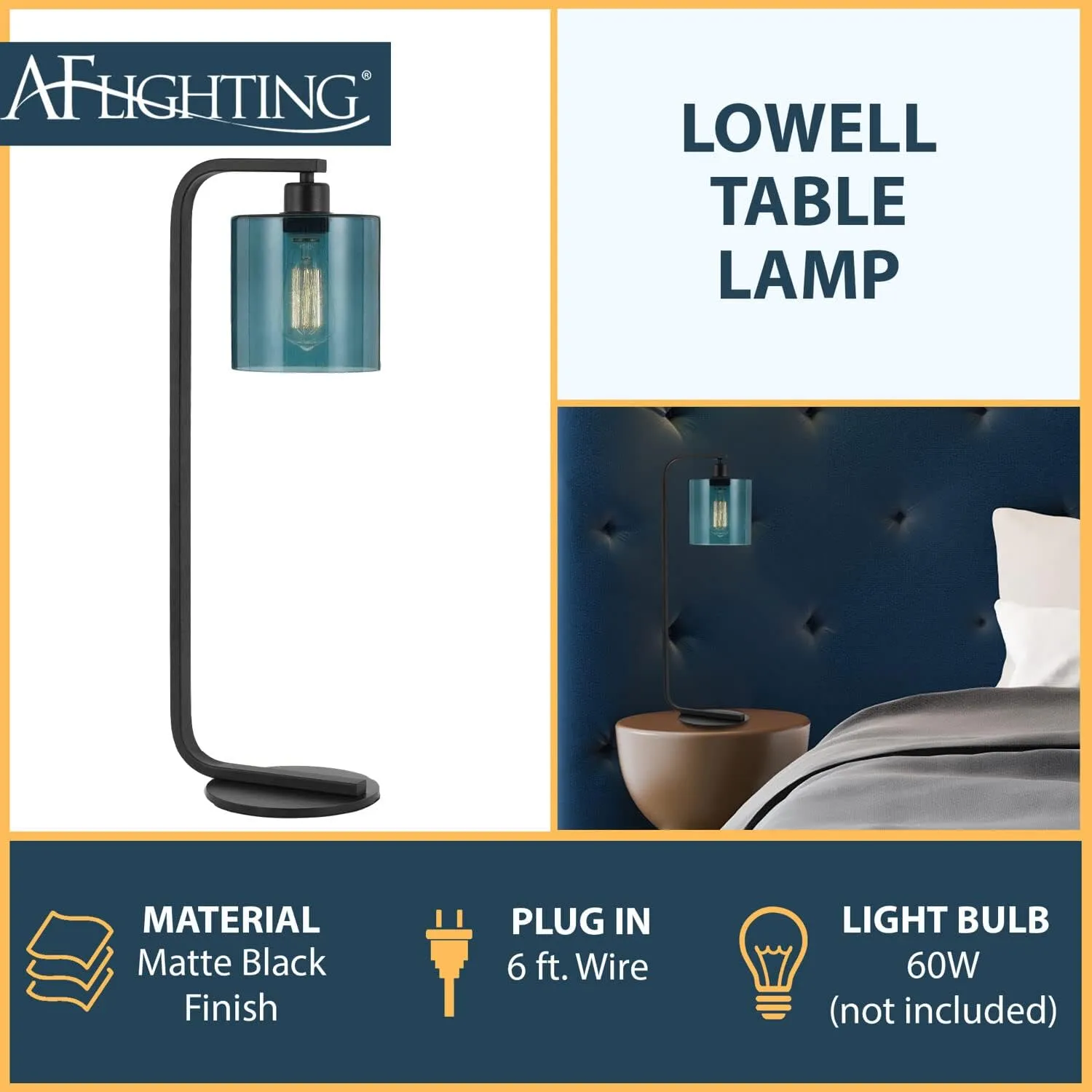 AF Lighting Lowell Table Lamp - Kaedas