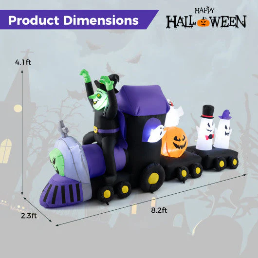 8.2 Feet Long Halloween Inflatable Train With Witch and 4 Ghosts - Kaedas
