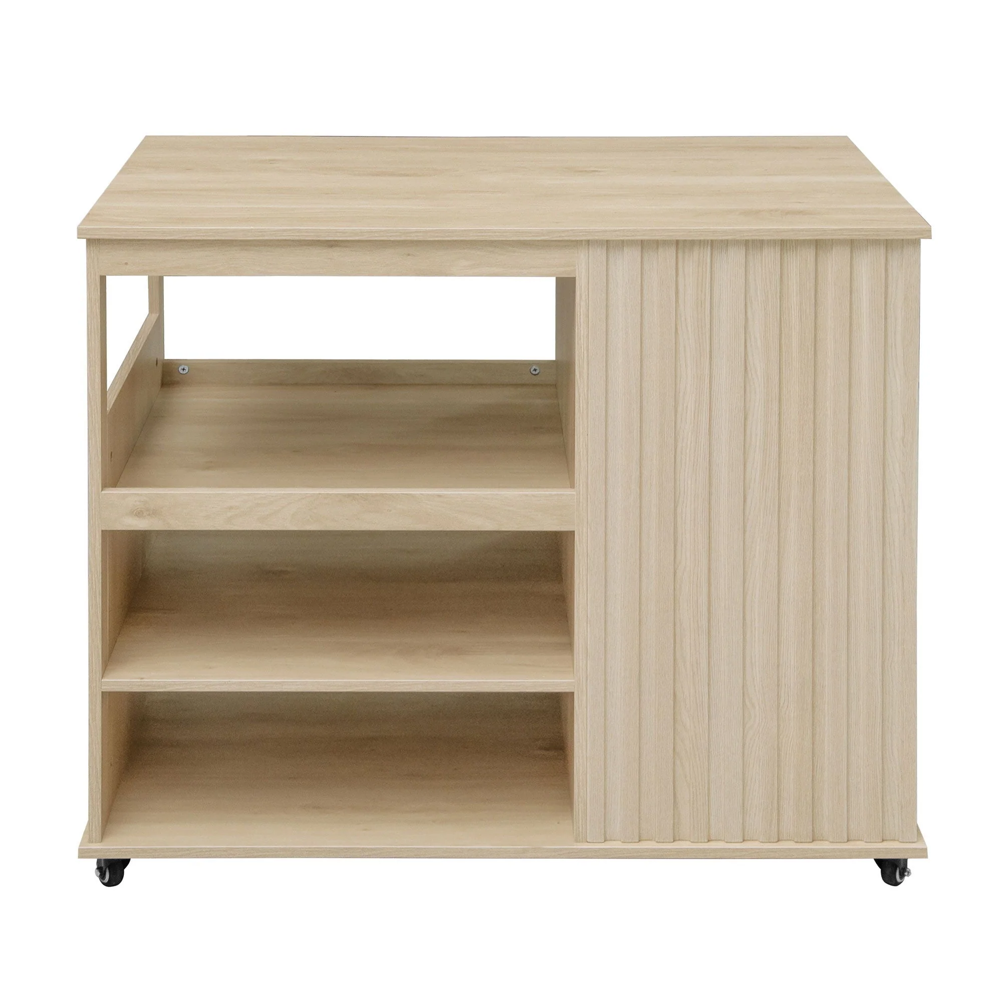 Kitchen Island Cart, Rolling Serving Utility Trolley Cart Modern Kitchen Island With Storage Drawer Wine Rack Lockable Casters, Kitchen Cart for Kitchen, Dining Room, Bar Living Room - Natural - Kaedas