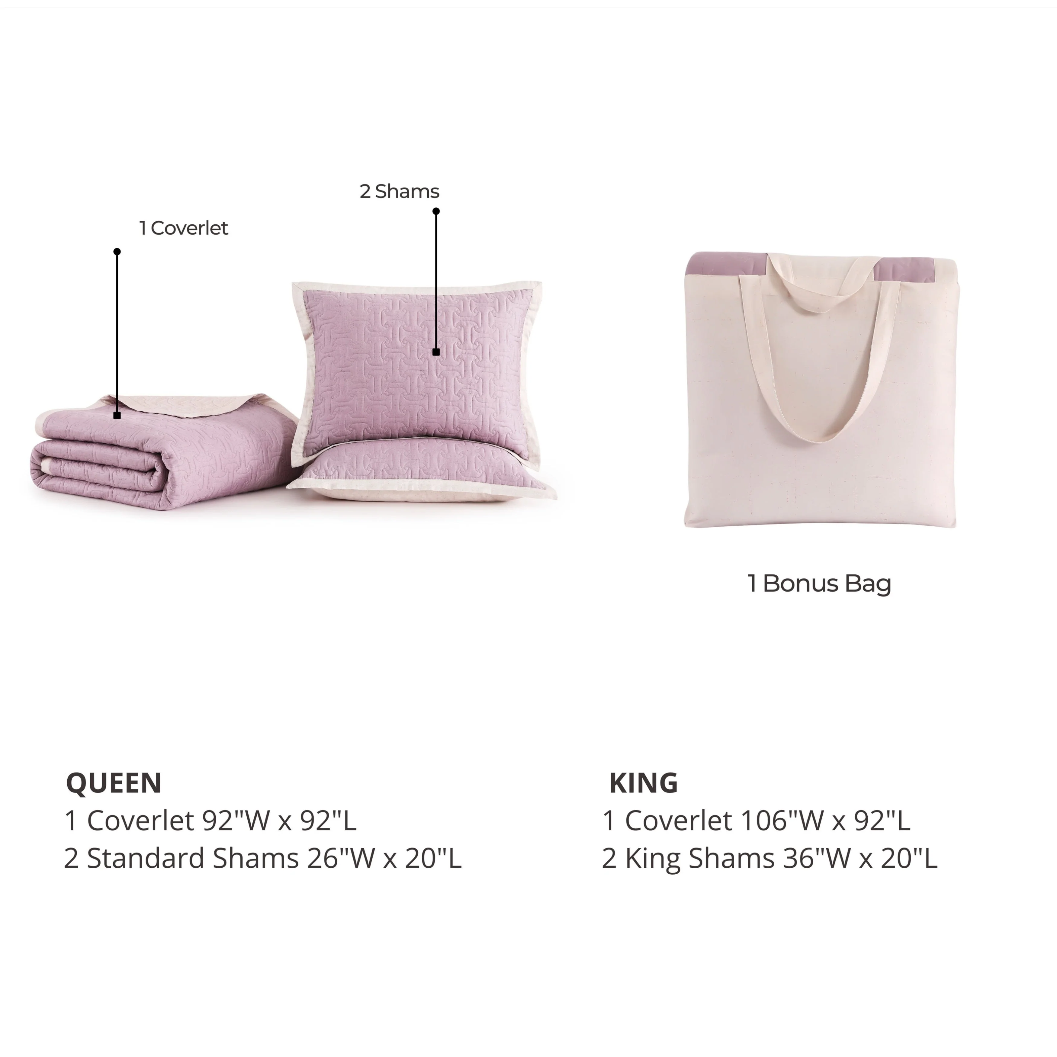 Bebejan 3 Piece Textured Quilted Coverlet Set - Kaedas