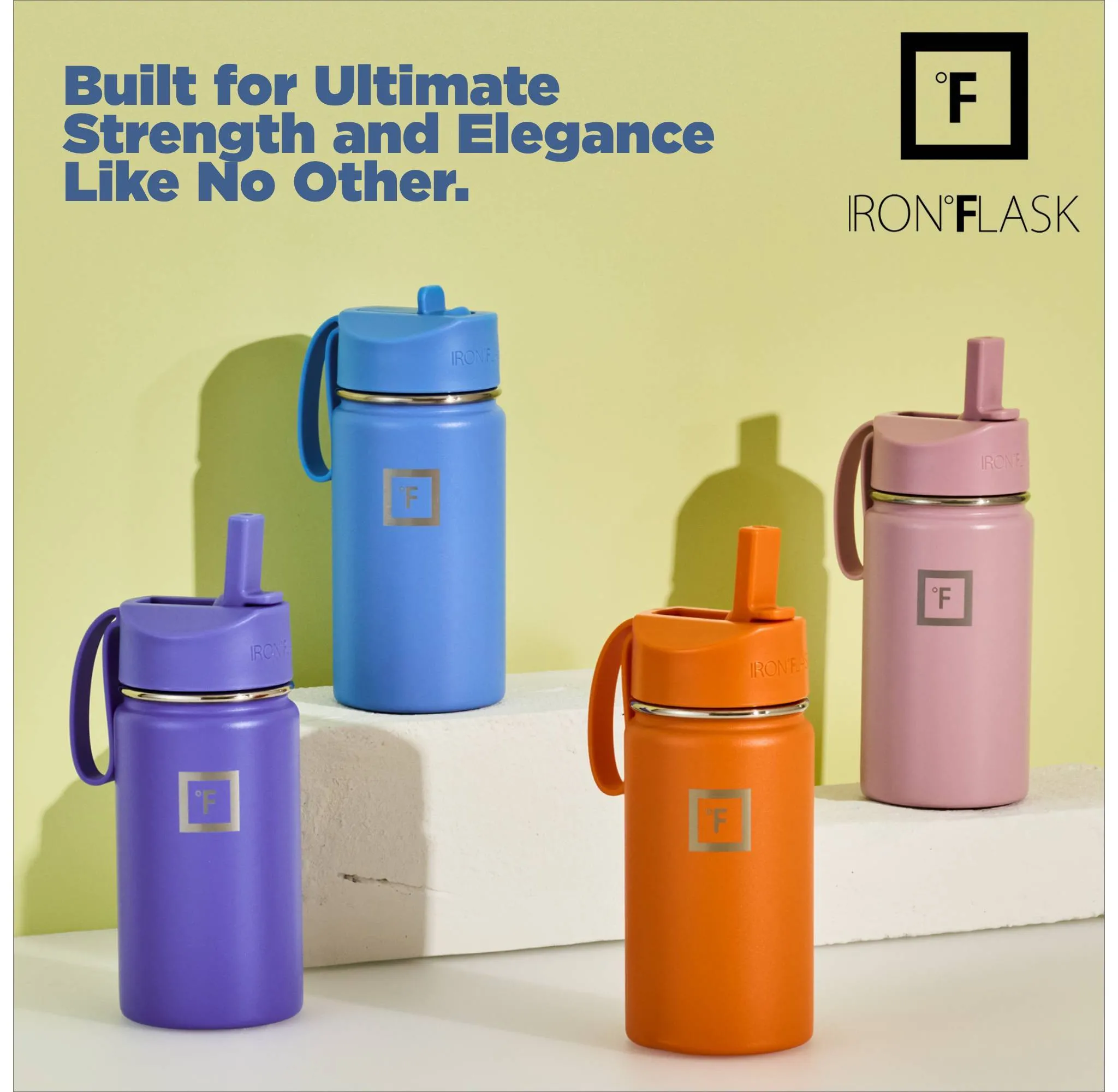 IRON FLASK 14oz Stainless Steel Water Bottle with Plastic Lid Grape Purple: Insulated Kids & Toddler Drinkware - Kaedas