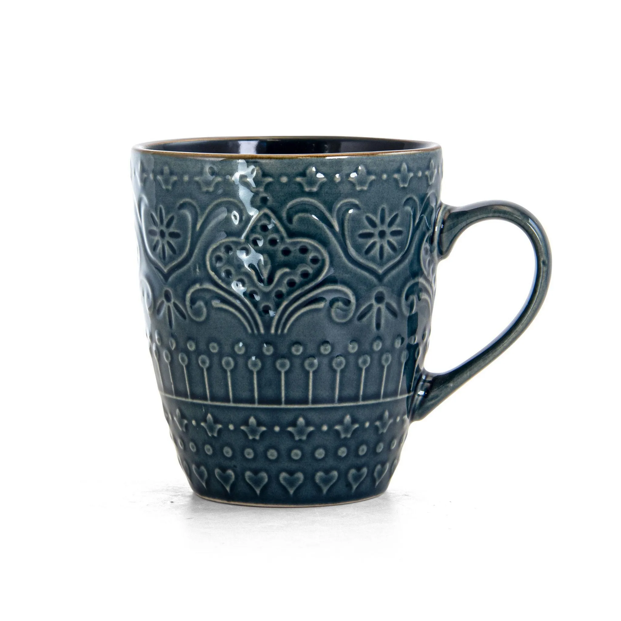 16pc Stoneware Mural Dinnerware Set Blue - : Abstract Medallion Plates & Bowls, Service for 4, Microwave & Dishwasher Safe - Kaedas