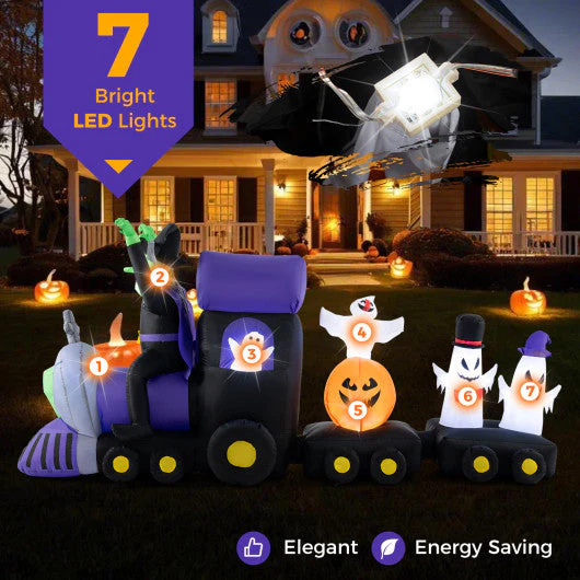 8.2 Feet Long Halloween Inflatable Train With Witch and 4 Ghosts - Kaedas