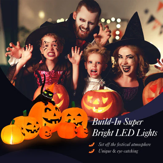 Halloween 7.5 Feet Inflatable Pumpkin Combo With Witch Black Cat - Kaedas