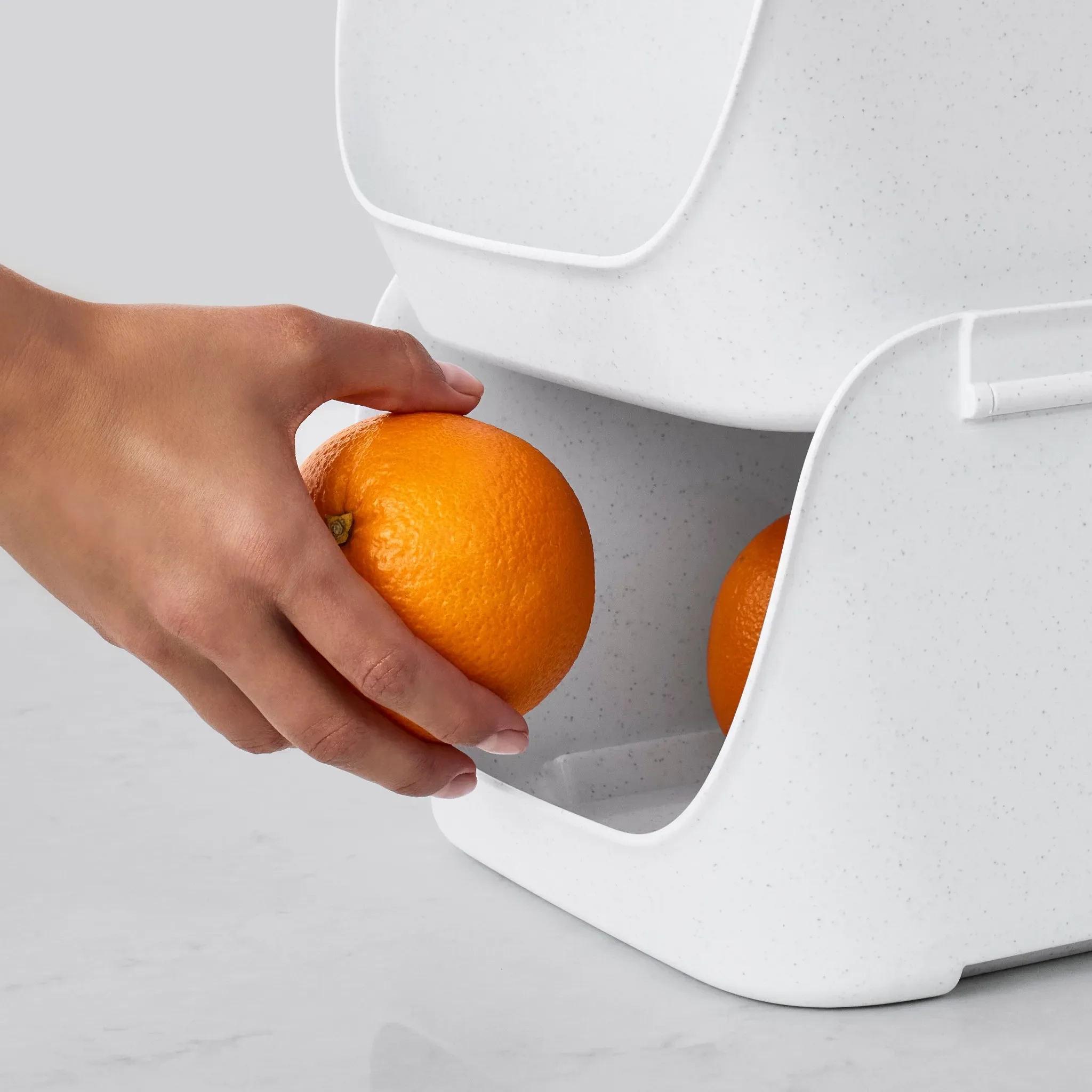 Recycled Plastic Stacking Pantry Bins - Speckled White - Kaedas