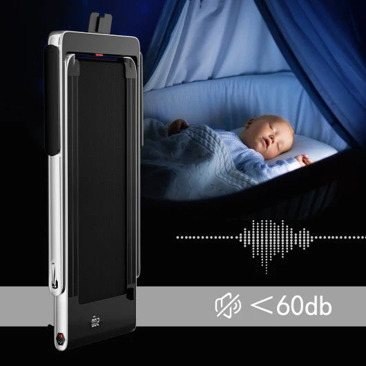 2.25HP 2 in 1 Folding Treadmill With APP Speaker Remote Control-Silver - Kaedas