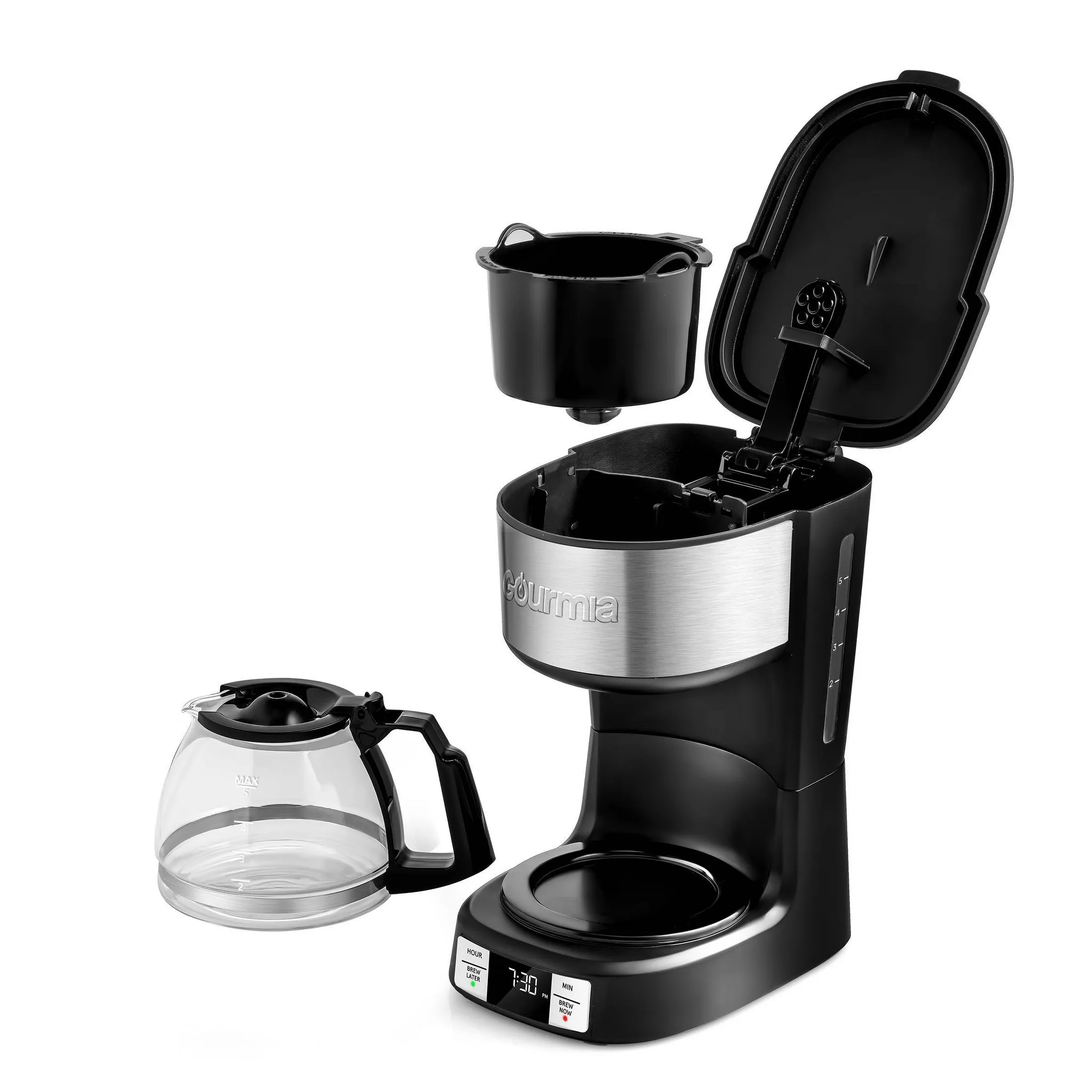 5 Cup Programmable Drip Coffee Maker with Brew Later Black - Kaedas