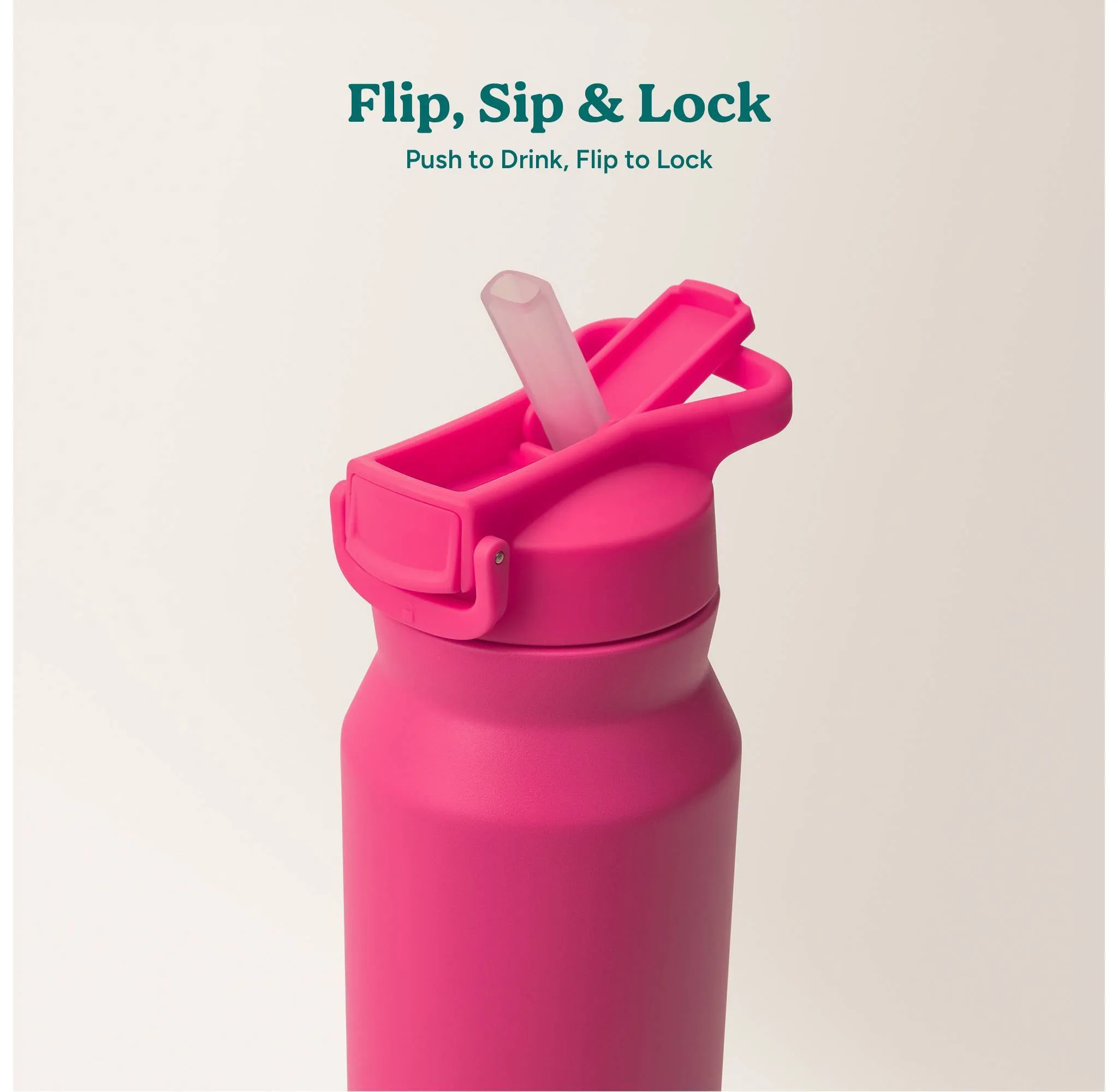 32oz Hydrate Pro Vacuum Insulated Stainless Steel Water Bottle Dark Pink: Dishwasher-Safe, Flip-Top Straw - Kaedas