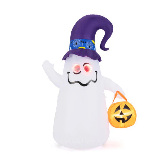 6 Ft Halloween Inflatables Cute Ghost With Dimming Infinity Mirror Light - Kaedas