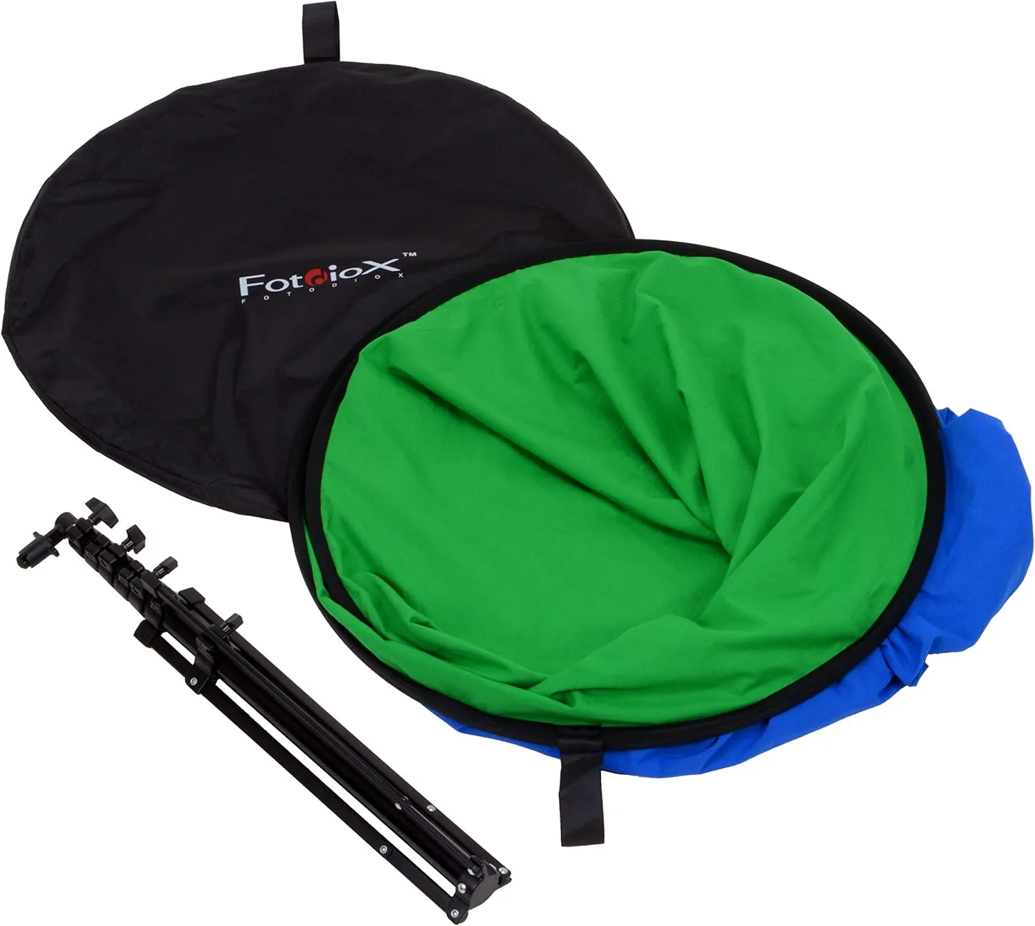 Fotodiox 5'x7' Collapsible Chromakey Green + Blue 2-in-1 Background, Backdrop kit w/Stand Support Green + Blue 5x7in - Kaedas