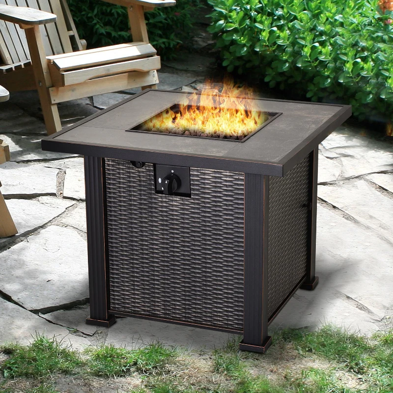 Outsunny 30 Inch Outdoor Propane Gas Fire Pit Table - Kaedas
