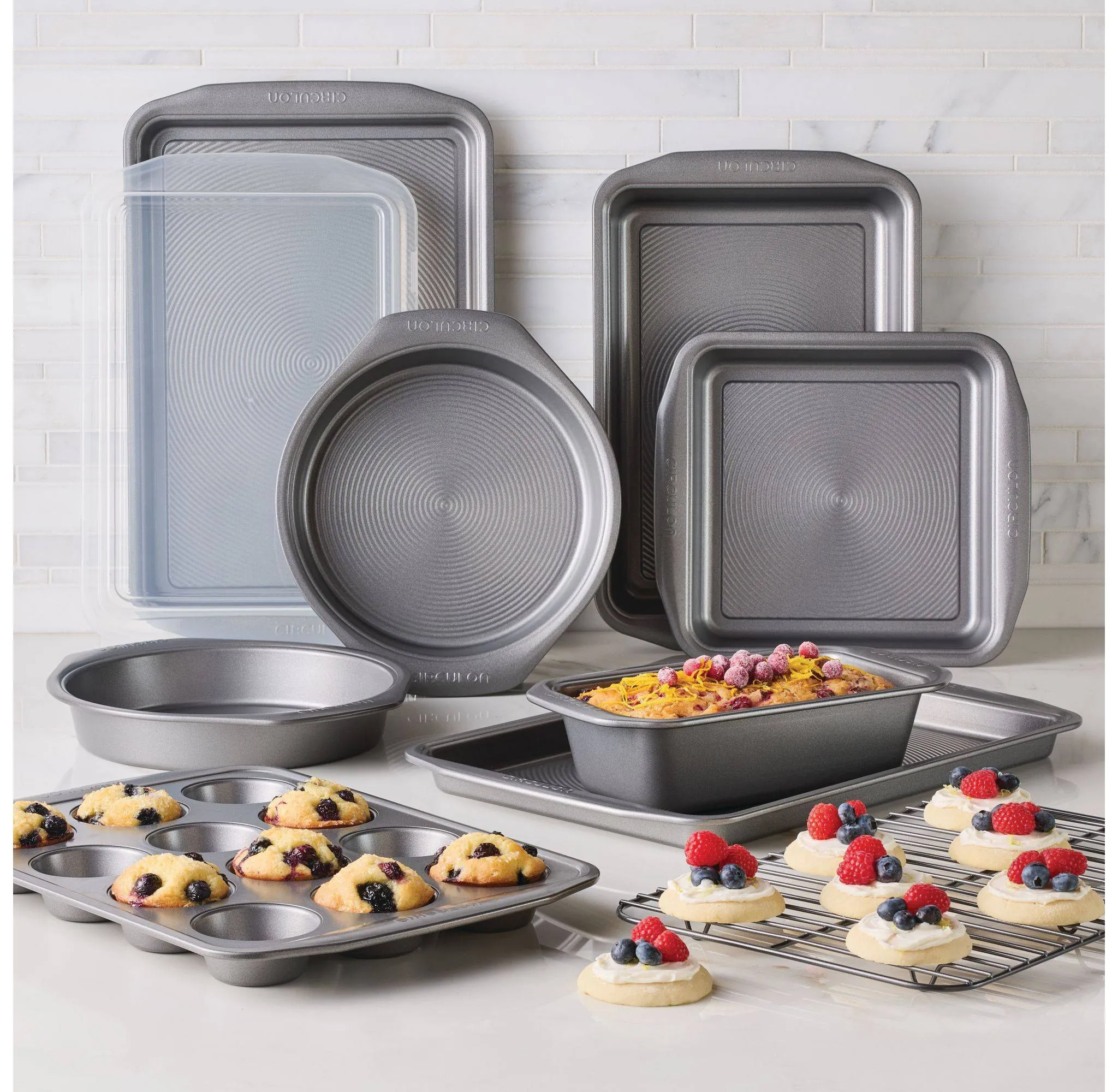 10pc Total Nonstick Bakeware Set Gray - Kaedas