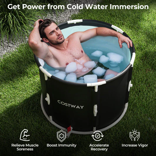 66 Gal Foldable Ice Bath Tub With Lid for Adult - Kaedas